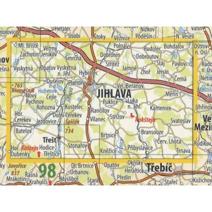 79 Jihlavsko - nástěnná turistická  mapa 90 x 60 cm (Provedení tmavě zelený, Varianta hliníkový rám)