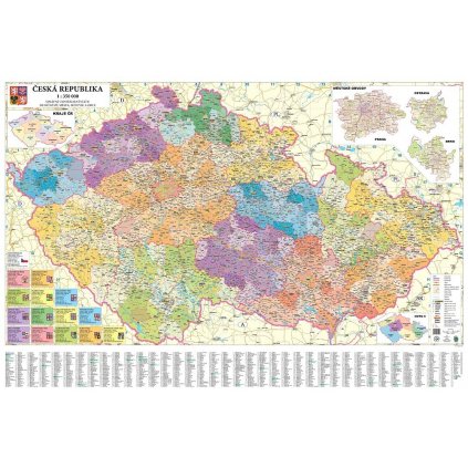ČR - nástěnná administrativní mapa 135 x 90 cm (Provedení stříbrný, Varianta magnetická mapa)
