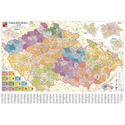 ČR - nástěnná administrativní mapa 200 x 140 cm (Provedení stříbrný, Varianta magnetická mapa)