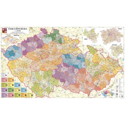 ČR - administrativní mapa 240 x 135 cm (Provedení černý, Varianta hliníkový rám)