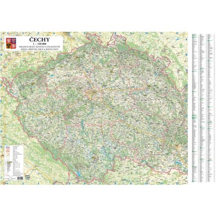 Čechy - obří nástěnná mapa 190 x 137 cm (Provedení černý, Varianta hliníkový rám)