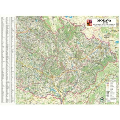 Morava - nástěnná mapa 140 x 100 cm (Provedení stříbrný, Varianta magnetická mapa)