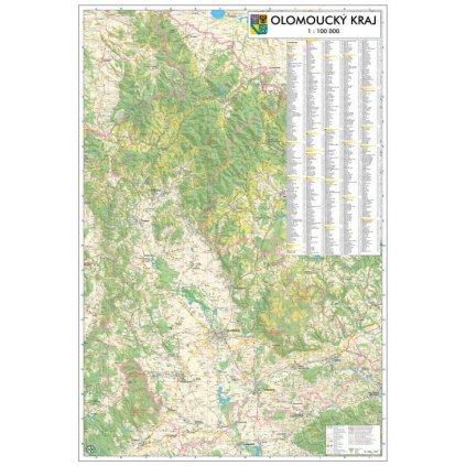 Olomoucký kraj - obří nástěnná mapa 140 x 200 cm (Provedení stříbrný, Varianta magnetická mapa)