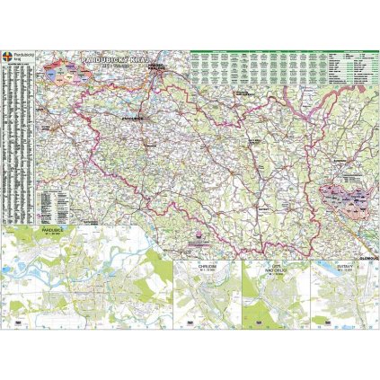 Pardubický kraj - nástěnná mapa 130 x 96 cm (Provedení stříbrný, Varianta magnetická mapa)