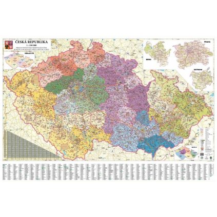 ČR - nástěnná mapa PSČ 135 x 90 cm (Provedení stříbrný, Varianta magnetická mapa)
