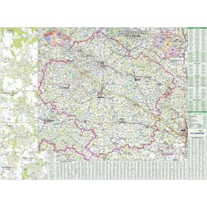 Kraj Vysočina - nástěnná mapa 130 x 97 cm (Provedení stříbrný, Varianta magnetická mapa)