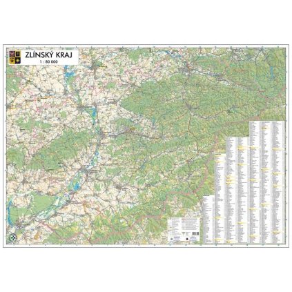 Zlínský kraj - obří nástěnná mapa 200 x 140 cm (Provedení černý, Varianta hliníkový rám)