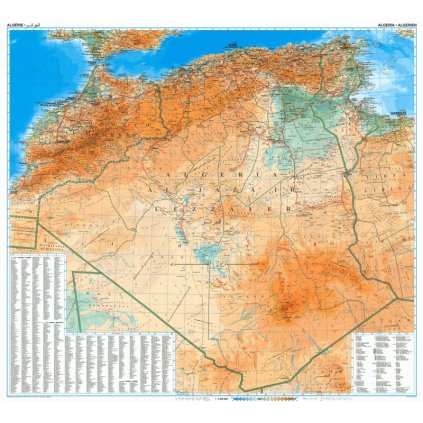 Alžírsko - nástěnná mapa 98 x 88 cm (Provedení stříbrný, Varianta magnetická mapa)