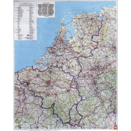 Benelux - nástěnná mapa 88 x 105 cm (Provedení černý, Varianta hliníkový rám)