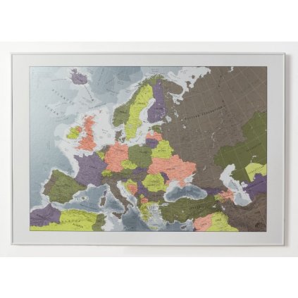 Evropa - nástěnná politická mapa Colour 2 100 x 70 cm (Provedení stříbrný, Varianta magnetická mapa)