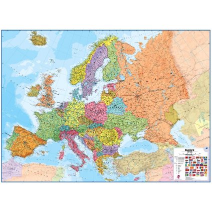 Evropa - nástěnná politická mapa 140 x 100 cm (Provedení stříbrný, Varianta magnetická mapa)