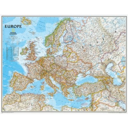 Evropa - nástěnná mapa Classic 118 x 92 cm (Provedení stříbrný, Varianta magnetická mapa)
