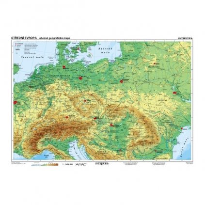 4530 stredni evropa cr a sousedni staty obecne geograficka 160 x 120 cm