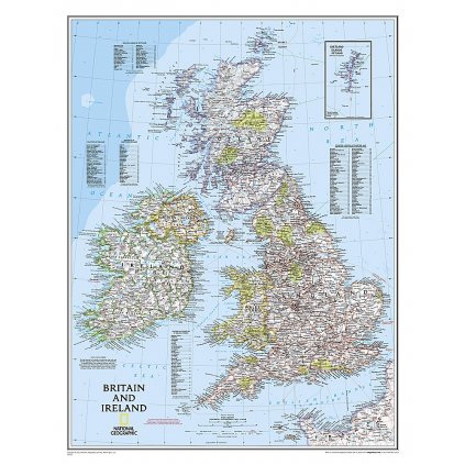 Velká Británie a Irsko - nástěnná mapa Classic 60 x 77 cm (Provedení stříbrný, Varianta magnetická mapa)