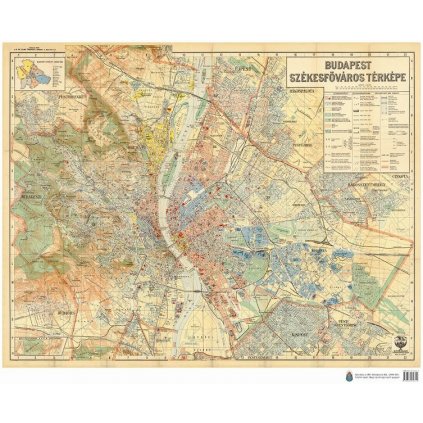 Budapešt 1934 - nástěnná historická mapa 90 x 70 cm (Provedení černý, Varianta hliníkový rám)