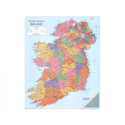 Irsko - nástěnná administrativní mapa 85 x 69 cm (Provedení stříbrný, Varianta magnetická mapa)