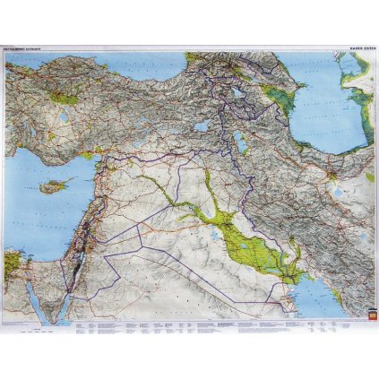 Blízký východ - nástěnná mapa 112 x 88 cm (Provedení stříbrný, Varianta magnetická mapa)