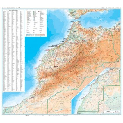 Maroko (Morocco) - nástěnná mapa 74 x 94 cm (Provedení stříbrný, Varianta magnetická mapa)