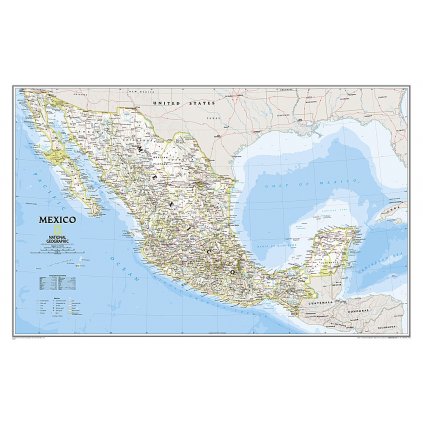 Mexiko - nástěnná mapa Classic 90 x 60 cm (Provedení stříbrný, Varianta magnetická mapa)