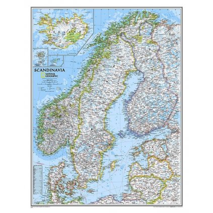 Skandinávie - nástěnná mapa 60 x 75 cm (Provedení stříbrný, Varianta magnetická mapa)
