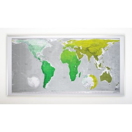 Svět - nástěnná mapa Future Mint 200x100 cm (Provedení stříbrný, Varianta magnetická mapa)