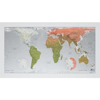 Svět - nástěnná mapa Future Coral 2 101 x 58 cm (Provedení stříbrný, Varianta magnetická mapa)