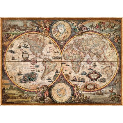 Svět - nástěnná mapa Ray World Vintage 140 x 100 cm (Provedení Lória světle hnědý, Varianta dřevěný rám)