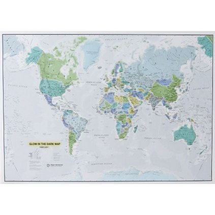 Svět - nástěnná politická mapa svítící ve tmě (Provedení stříbrný, Varianta magnetická mapa)