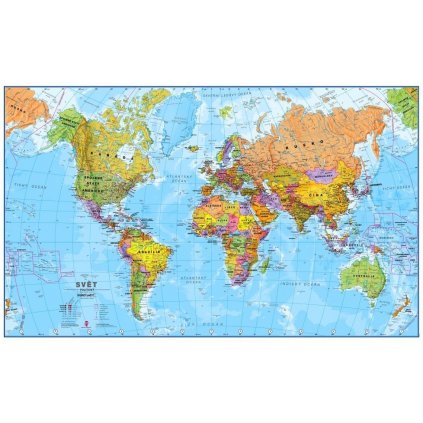 Svět - nástěnná politická mapa 100 x 60 cm (ČESKY) (Provedení stříbrný, Varianta magnetická mapa)