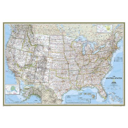 USA - nástěnná mapa Classic 110 x 77 cm (Provedení stříbrný, Varianta magnetická mapa)