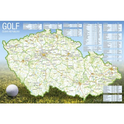 Stírací mapa golfových hřišť ČR (Provedení Ticiago šedý, Varianta dřevěný rám)