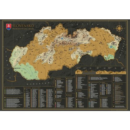 Stírací mapa Slovenska zeměpisná (Provedení Ticiago šedý, Varianta dřevěný rám)