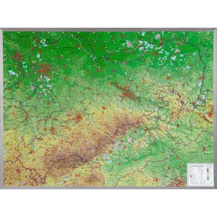 Krušné hory, Sasko, Lužická jezera - plastická mapa 77 x 57 cm (Provedení Pinos oranžový, Varianta dřevěný rám)