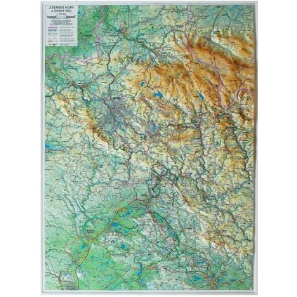 Jizerské hory a Český ráj - nástěnná plastická mapa (Provedení Pinhal tmavý natur, Varianta dřevěný rám)