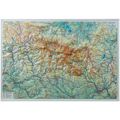 Krkonoše - nástěnná plastická mapa (Provedení Pinhal tmavý natur, Varianta dřevěný rám)