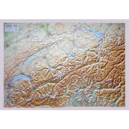 Švýcarsko - plastická mapa 121 x 84 cm (Provedení Pegi jádro ořechu, Varianta dřevěný rám)