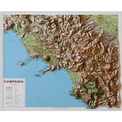 Campania - plastická mapa 80 x 65 cm (Provedení Pegi jádro ořechu, Varianta dřevěný rám)