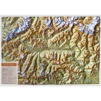 Valle d´Aosta - plastická mapa 78 x 58 cm (Provedení Pegi jádro ořechu, Varianta dřevěný rám)