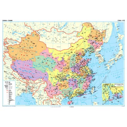 Čína - nástěnná administrativní mapa 96 x 68