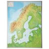 Skandinávie - plastická mapa 80 x 60 cm (Provedení Pinos oranžový, Varianta dřevěný rám)