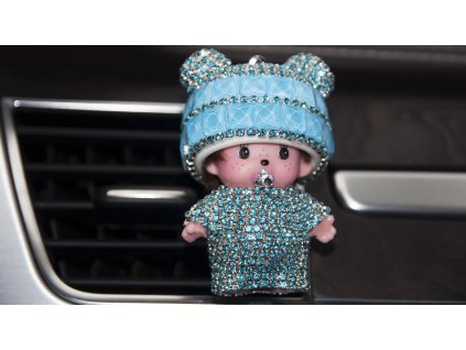 mini poppi monchichi osvěžovaž vzduchu do auta auto vůně doplněk kamínky ozdoba panenka panda