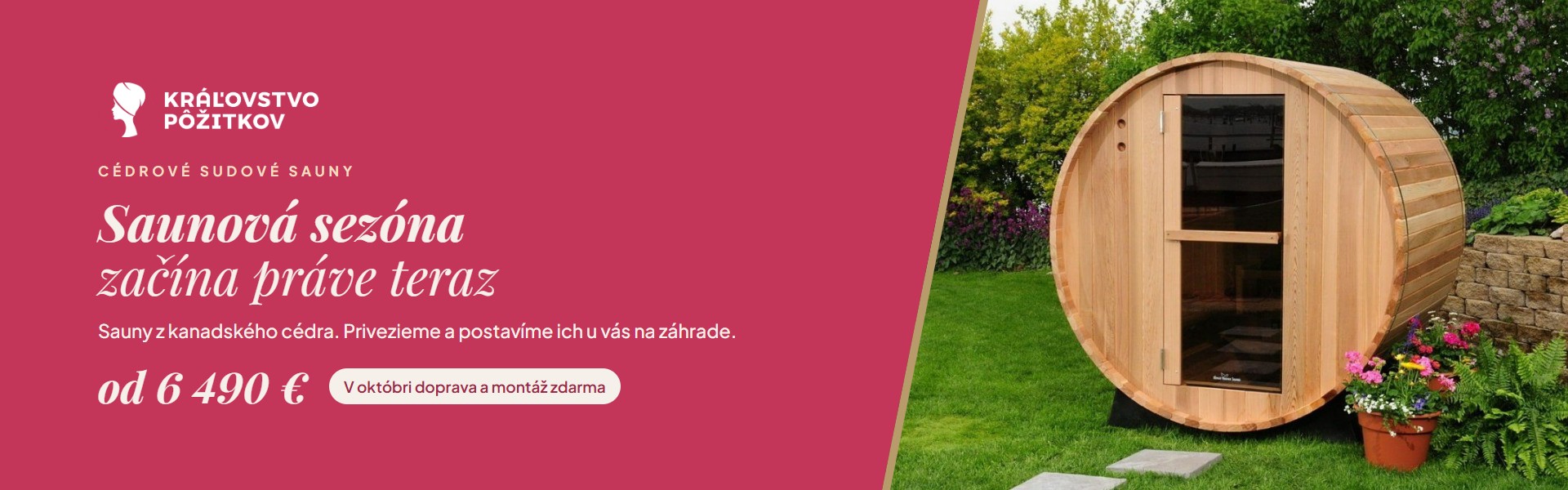 Cédrové sudové sauny – v októbri doprava a montáž zdarma