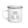 Bílý smaltovaný hrnek s černým potiskem
