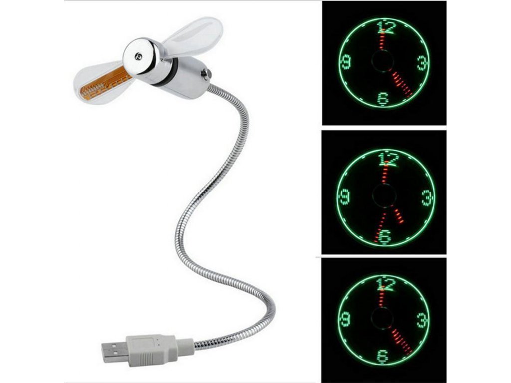 USB ventilátor s LED hodinami Universal Mini USB Cooling Fan Flexible Colorful LED Light for Notebook Laptop Computer Free Shipping Univerzálny mini USB chladiaci ventilátor Flexibilné farebné LED svetlo pre prenosný počítač
