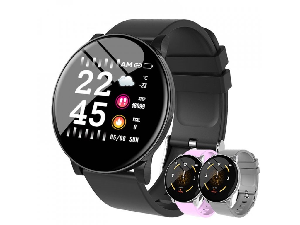 Inteligentné hodinky W8 pre mužov a ženy s monitorom srdcového tepu, fitness krokomer, športové inteligentné hodinky pre Android a iOS