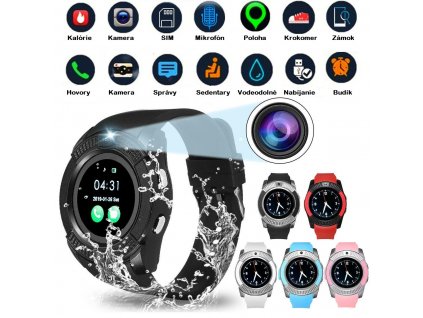 BASS V8 Smart Watch, dotykový displej, Bluetooth,vode-odolné, fotoaparát, smart inteligentne hodinky so slotom SIM. Pre Android a iOS.