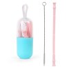 Opakovane použiteľná skladacia silikónová slamka na pitie Collapsible Silicone Straw Reusable Folding Drinking Straw with Carrying Case and Cleaning Brush for Travel, Home, Office Drinks