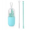 Opakovane použiteľná skladacia silikónová slamka na pitie Collapsible Silicone Straw Reusable Folding Drinking Straw with Carrying Case and Cleaning Brush for Travel, Home, Office Drinks