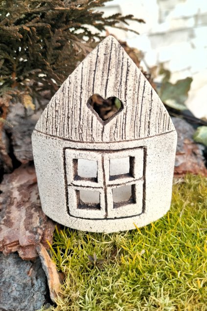 Keramický domeček na svíčku - ruční výroba