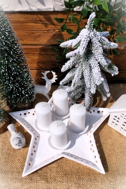 Keramický adventní svícen hvězda - ruční výroba